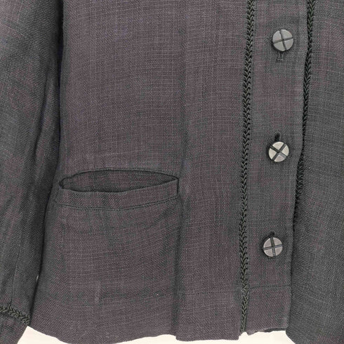 イッセイミヤケ ISSEY MIYAKE 1997 90s リネン ノーカラーベースボールシャツ ジャケット レディース JPN:M